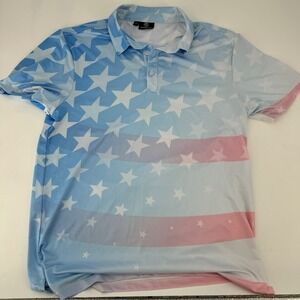 GreenSide Golf Mens Patriotic Stars Stripes Polo Shirt Size M